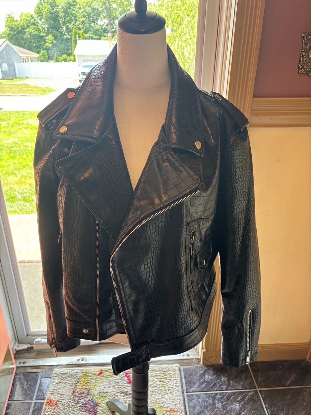 Azalea Wang Black Faux Croc Moto Jacket - Women sz 1X